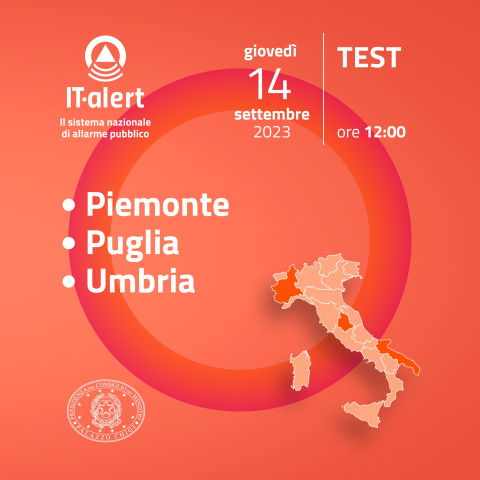 IT-alert: messaggio di test in Piemonte