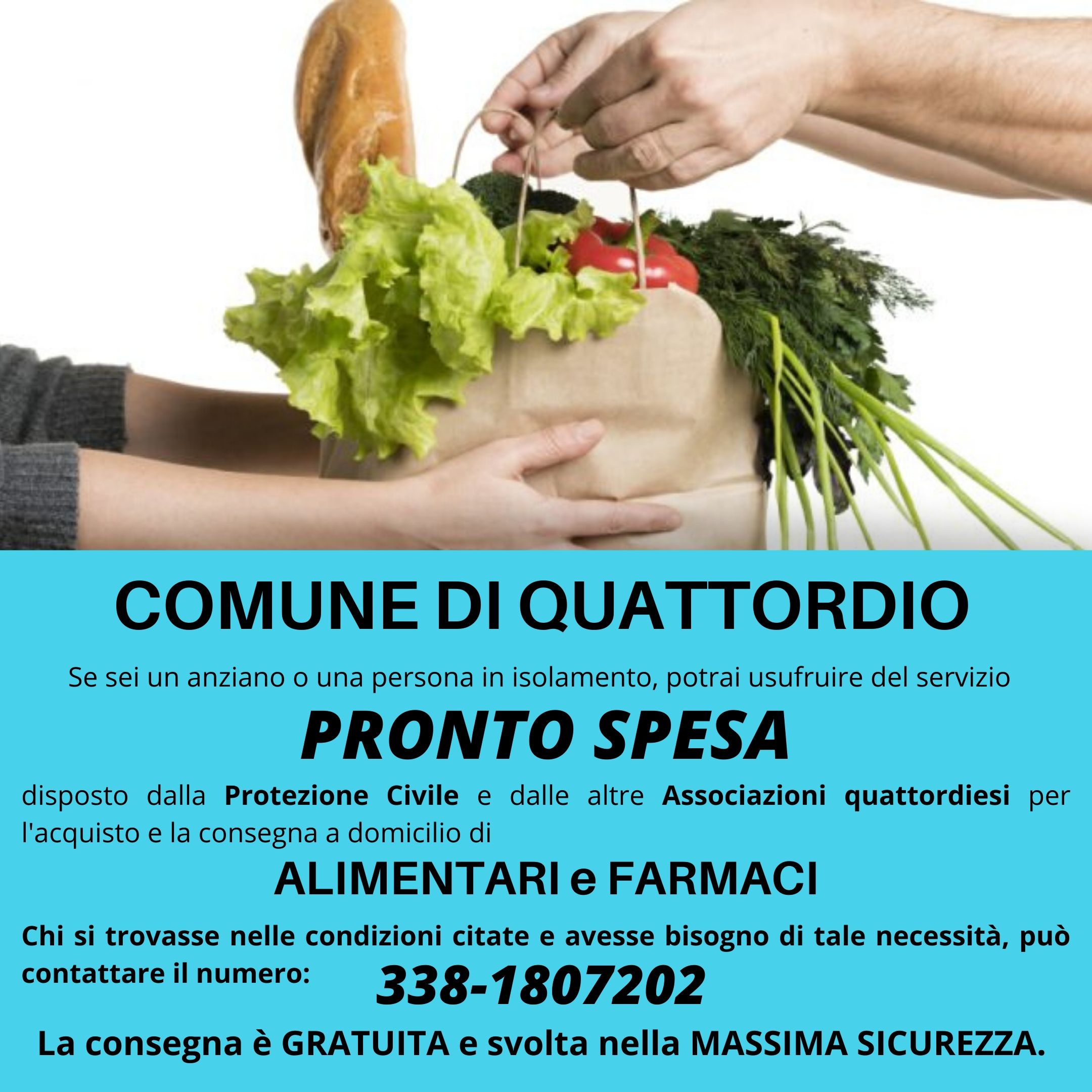 Coronavirus: SERVIZIO SPESA e FARMACI A DOMICILIO
