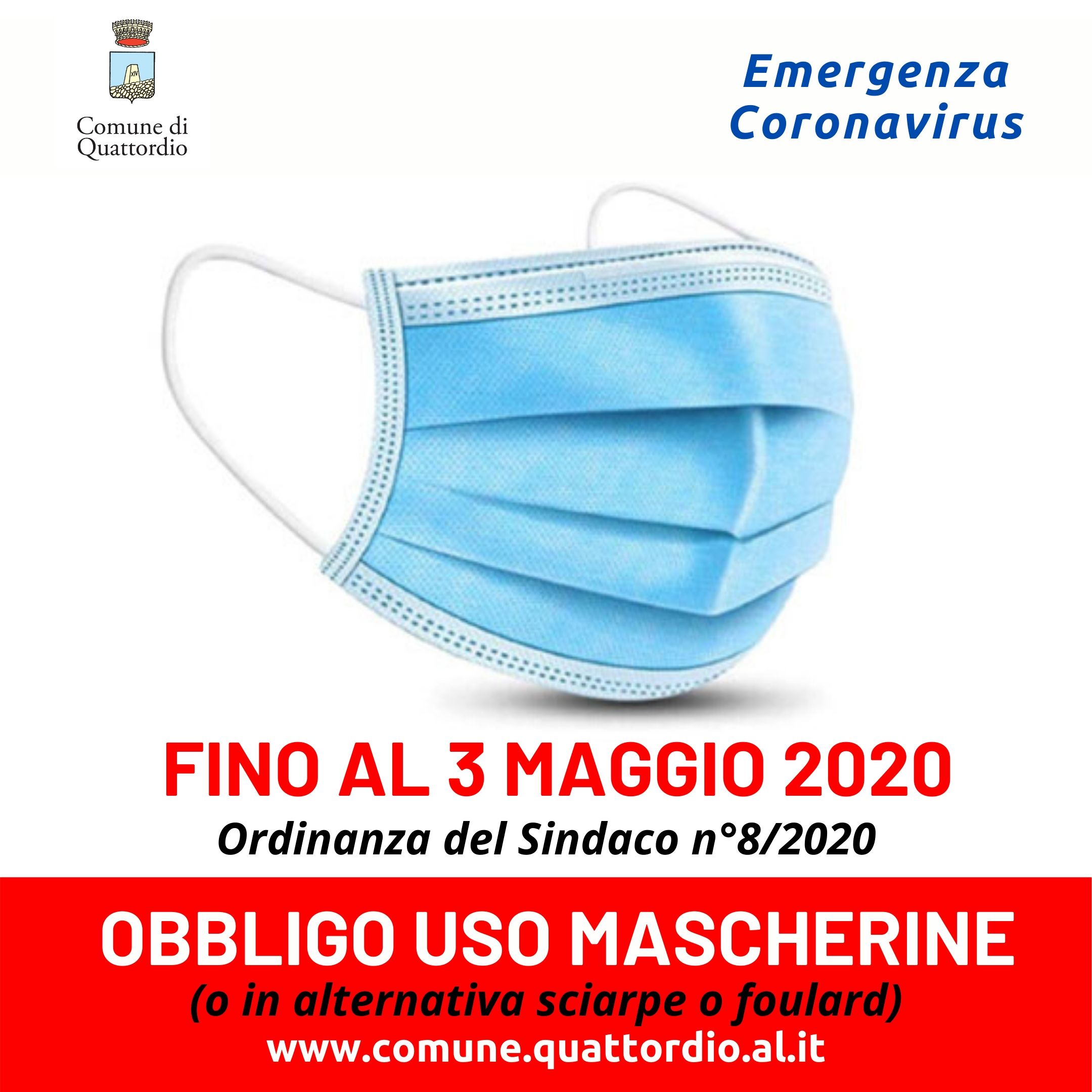 Obbligo di indossare una mascherina o indumento adatto a coprire naso e bocca
