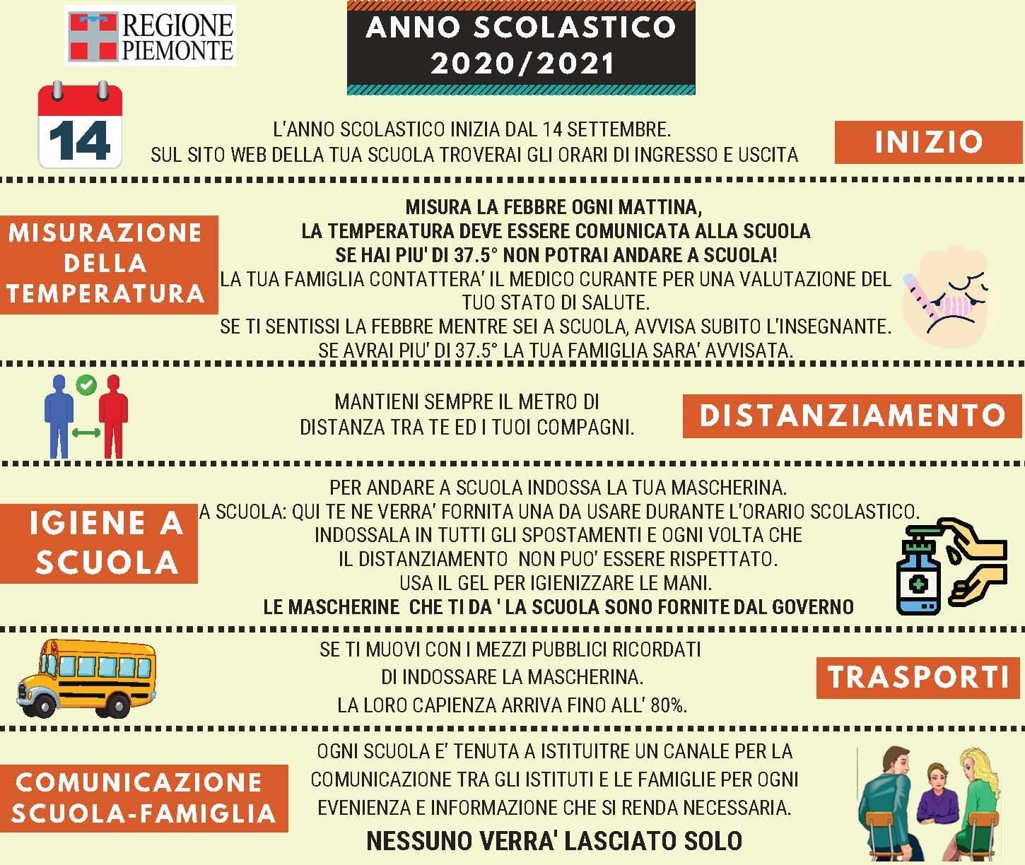 Indicazione ripartenza Scuola e servizio Scuolabus