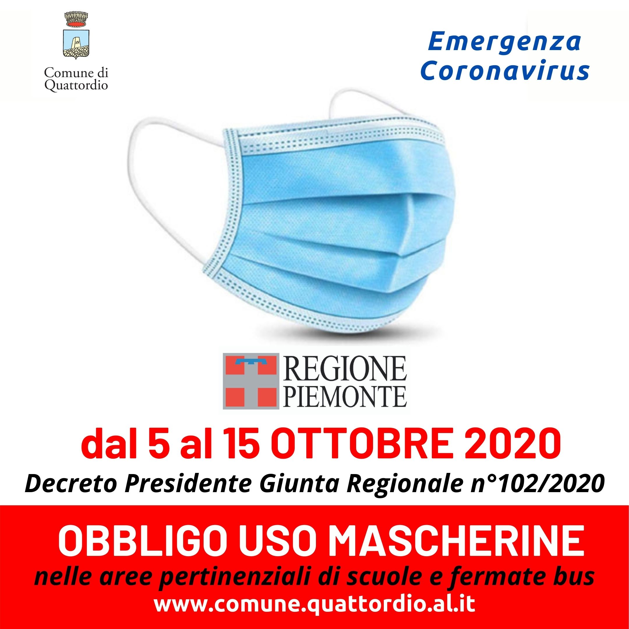 Coronavirus: OBBLIGO MASCHERINE nelle vicinanze delle SCUOLE