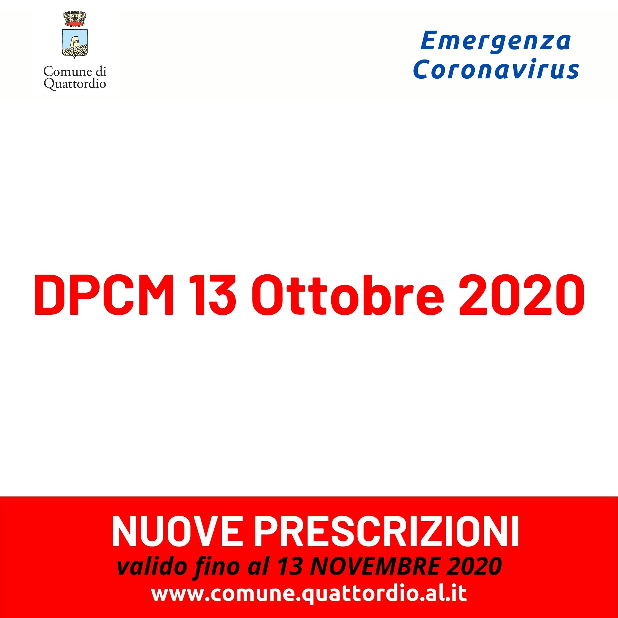 Coronavirus: DPCM del 13 ottobre 2020 | NUOVE PRESCRIZIONI