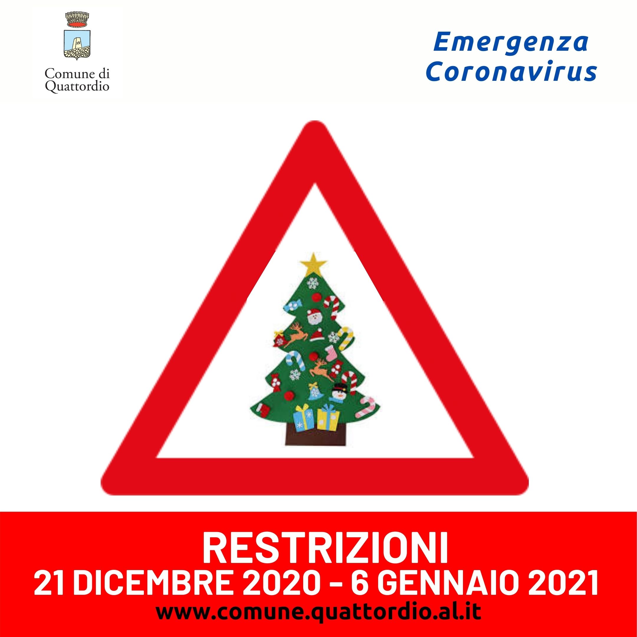 Coronavirus: Restrizioni NATALE - CAPODANNO - EPIFANIA