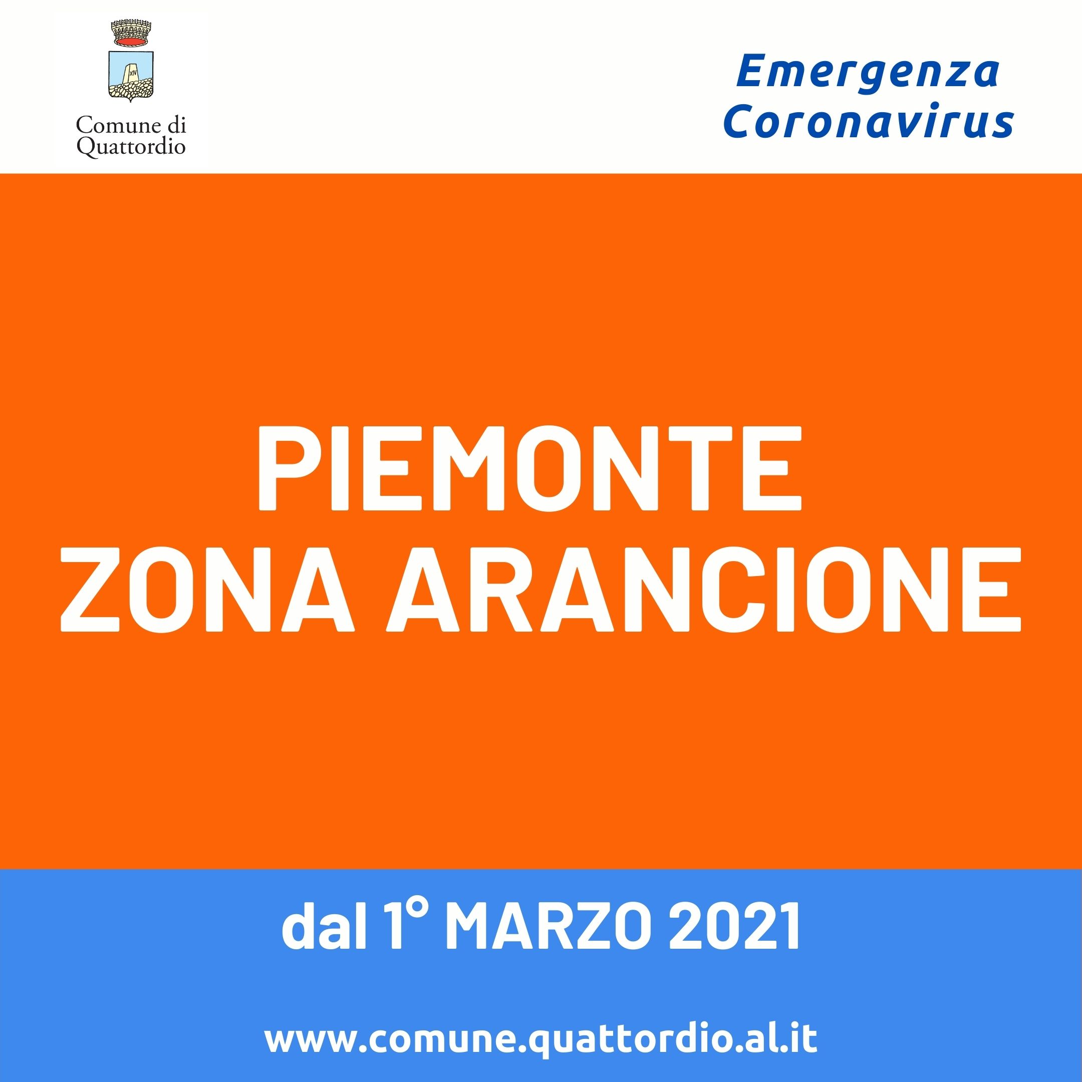 Coronavirus: Piemonte ZONA ARANCIONE dal 01/03/2021