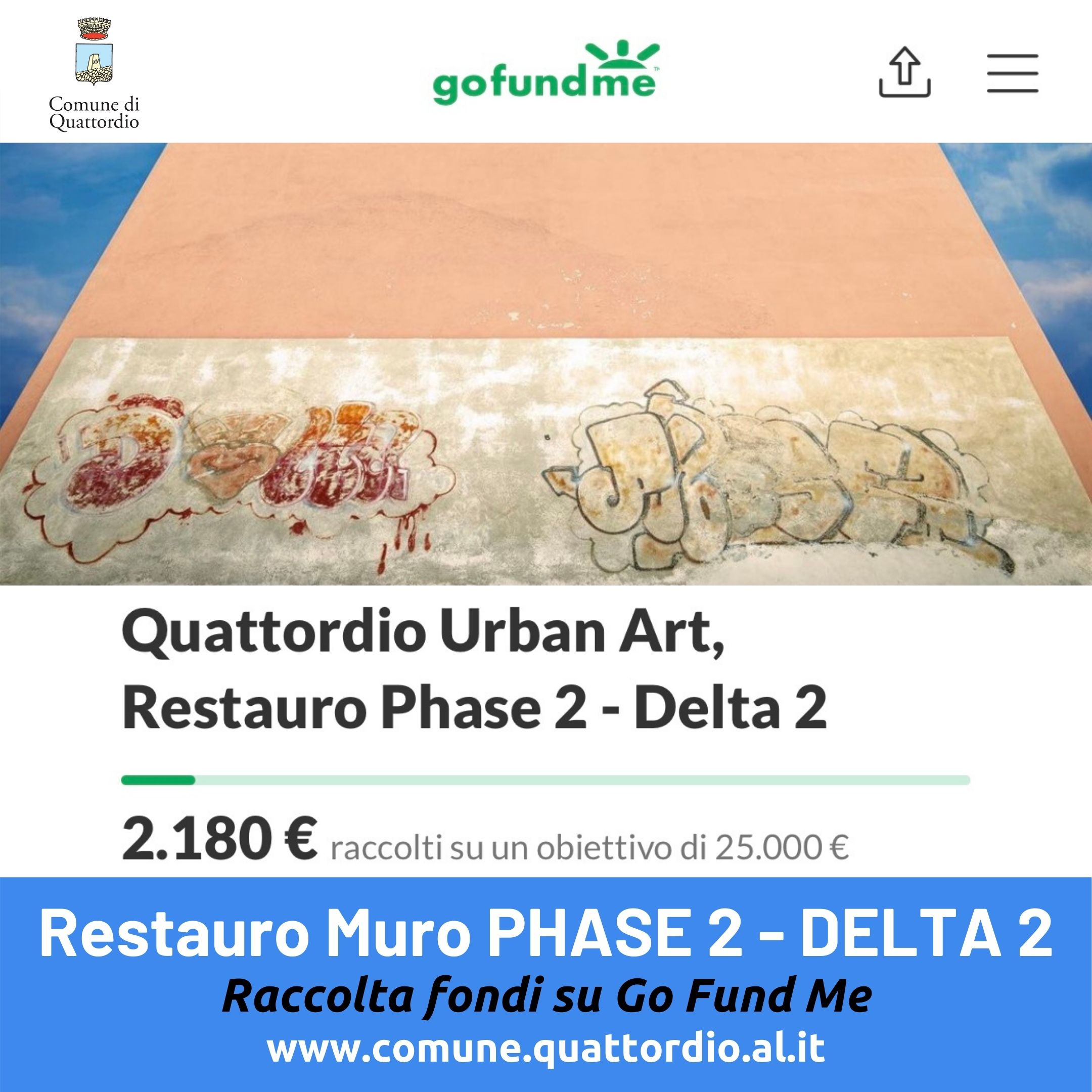 Quattordio Urban Art: Restauro muro 1984 PHASE 2 - DELTA 2, raccolta fondi